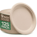 100% Compostable 9 Inch Paper Plates [125-Pack]
